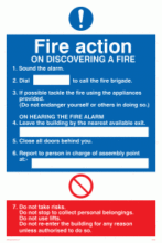 Notice board and Fire action notice with lifts and mandatory Signs