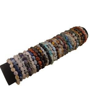 Pulsera de piedra natural Gemstone 6 ~ 8 mm Bebelera elástica de piedra caído para mujeres Pulseras hechas a mano de cristal