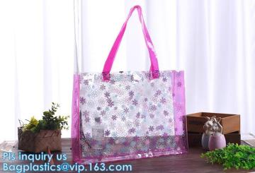 pvc inflatable shoulder beach bag, PVC Transparent Drawstring Shoulder Handbag, Beach Tote Shoulder Bag With Inner Pouch