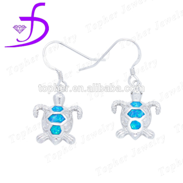 Marine animals earrings opal sea turtle shaped silver earrings