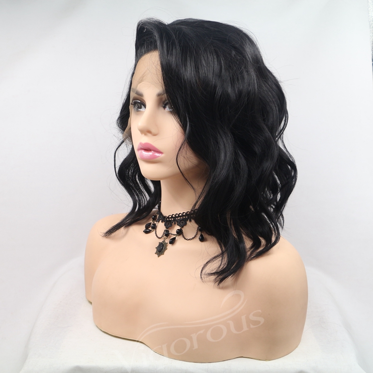 Vigorous mono short bob premium high quality afro kinky curly wholesale black women synthetic hair wigs lace front