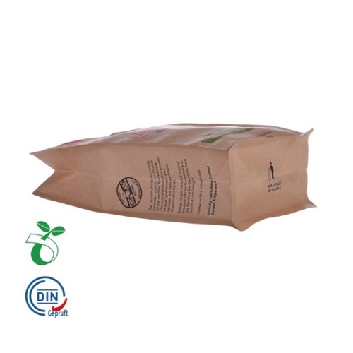 Bolsa de fondo plano reciclable Bolsa de papel Kraft biodegradable