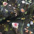 Colorful Flat Embroidery Fabric of Water Plant Flower