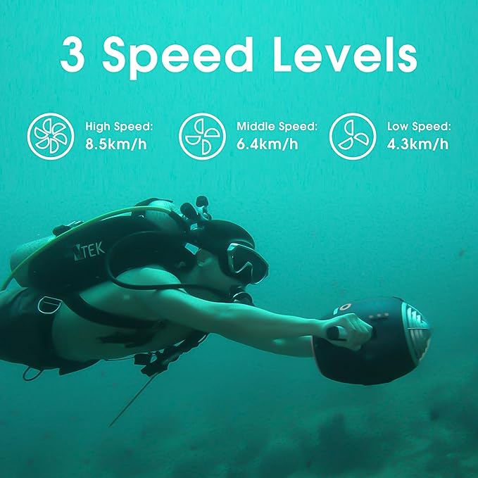 ROBOSEA Underwater Scooter Seaflyer Waterproof Swimming Pool Sea Scooter 2 Speed Level for Diving Underwater Sports Snorkeling