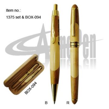 Bamboo Roller Pen and Ballpoint Pen set