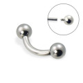 Internally Threaded Curved Barbell Eyebrow Piercing