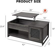 Industrial Lift Top Coffee Table, 3-Tier Cocktail Table
