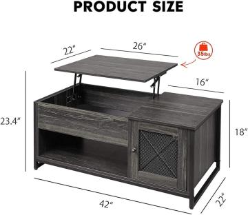 Industrial Lift Top Coffee Table, 3-Tier Cocktail Table