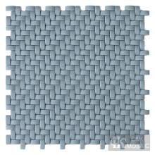 Blue glass kitchen backsplash