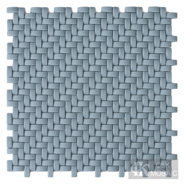 Blue glass kitchen backsplash