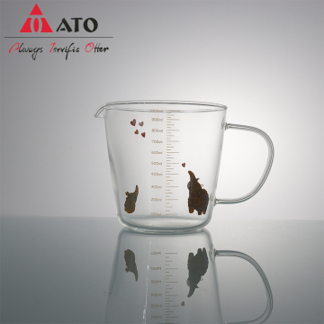 Unique Modern Transparent Printing Tea Cup with Handle