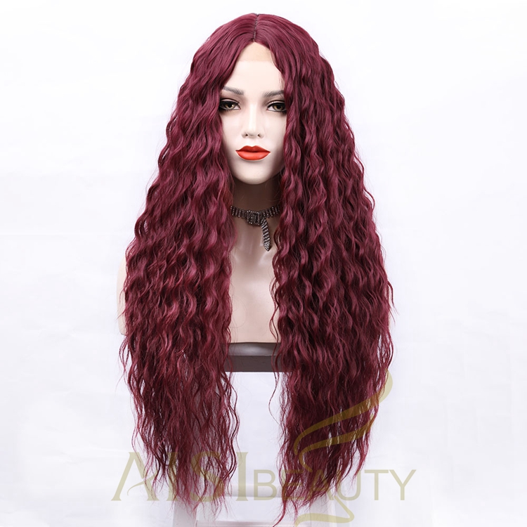 Pre Plucked Machine Made Fiber Curly Bug Small Lace Frontal Top Grade Anime Ombre Cosplay Synthetic Hair Wig