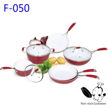 Ningbo aluminum forged 9pcs induction safe nonstick ceramic kitchen ware