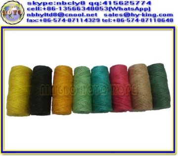 100% natural 3 ply jute twine spool / color twisted jute twine / dyed colored jute yarn and jute twine