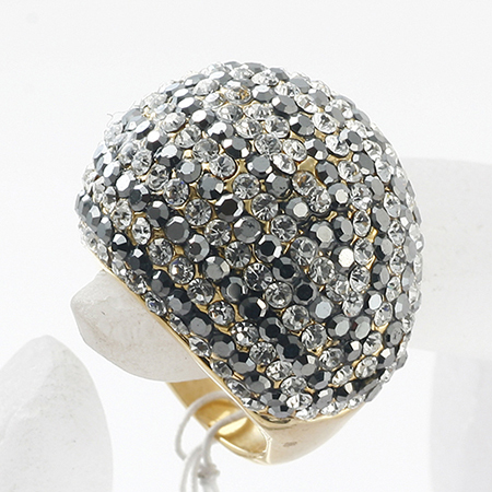 Emas atau rhodium saduran cincin fesyen berwarna-warni Rhinestone crystal cincin jari nikel percuma barang-barang kemas mesra-pemborong