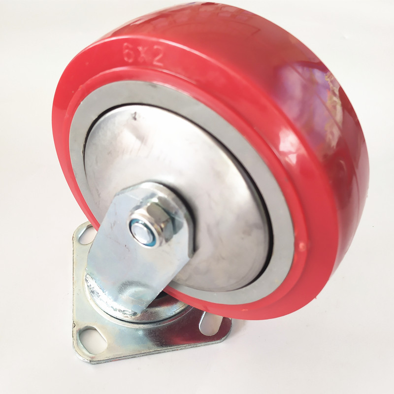 2.5/3/4/5 inch industrial casters cast iron red PU rotary trolley stroller casters