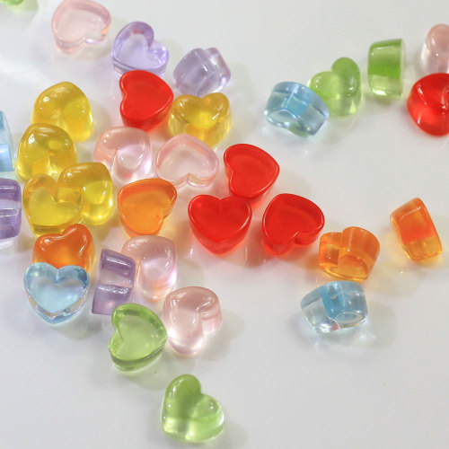Clear 3D Pure Beautiful Cute Flat Back Chunky Heart Bead Transparent Sweet Candy Style Kawaii 14*16*10mm Resin Bead for DIY