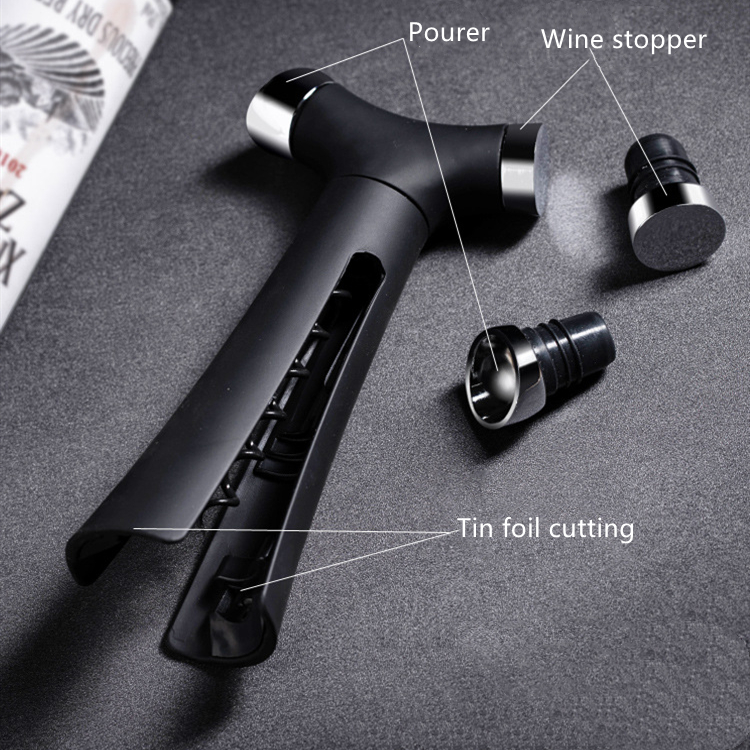 2022 New Arrival Multifunctional Wine Bottle Opener 4 in 1 Spiral Wine stopper Pourer Tin Foil Cutting Corkscrews