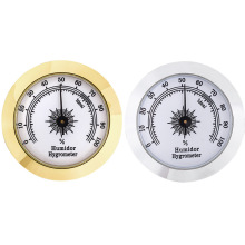 Cigar Box Hygrometer: 50mm Silver Analog Gauge with Glass Face for Humidors - Essential Cigar Accessory
