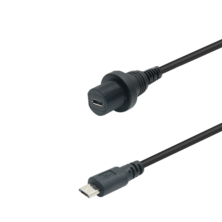 Bofan High Quality IP67 IP68  waterproof male to female panel mount micro b 5 pin usb female cable