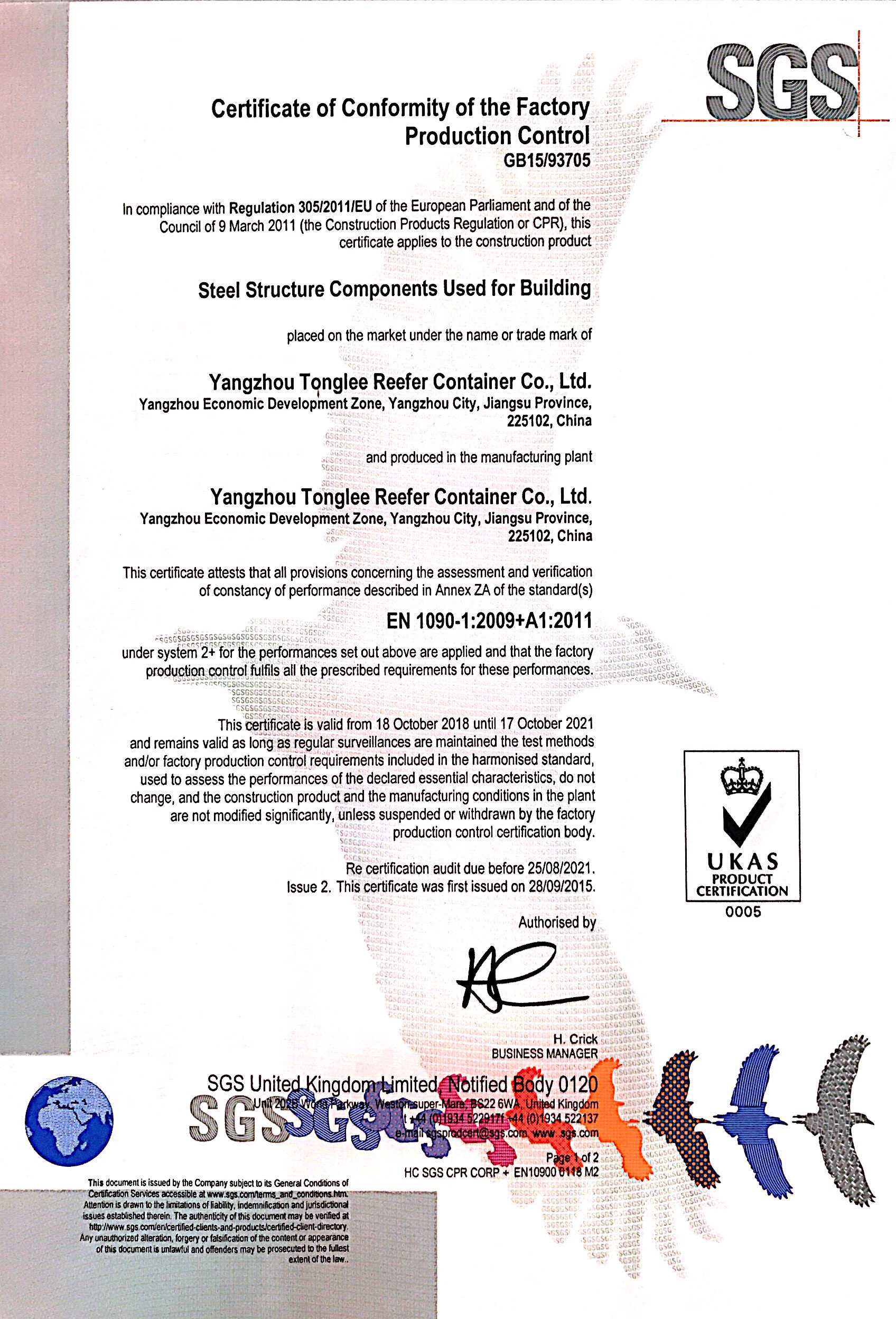 EN1090 CE certification for Modular Kitchen Container Type