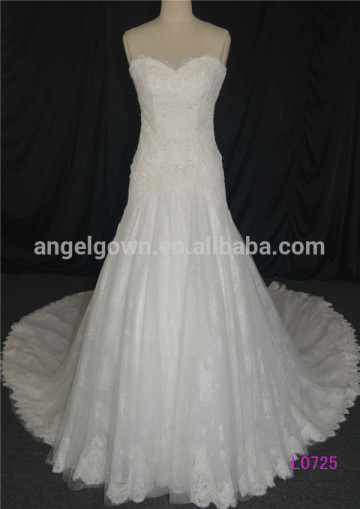 Mermaid sweetheart neckline sequns wedding dress