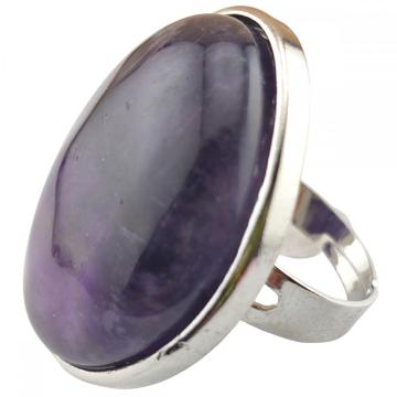 Gemstone Oval Shape Ring Natural Stone Crystal Irregular 25x30MM Quartz Stackable Fashion Ring Handmade Vintage Charm Rings