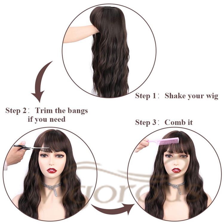 Vigorous Top Selling Vendors Long Body Wave Black With Bangs High Temperature Fiber Cosplay For Black Women Synthetic Hair Wigs