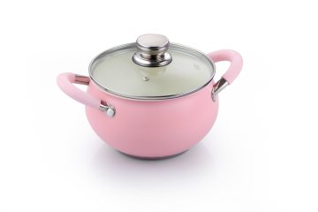 Cookware Set with Silicone Handles and Pink Appearance