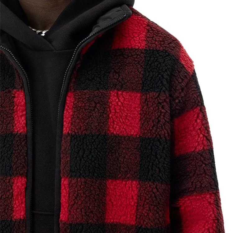 Plaid Sherpa Zip Up Jacket