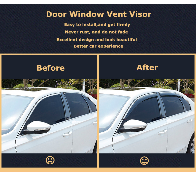 Car Exterior Decoration Door Window Vent Visor FOR TOYOTA AVALON 2019 Sun shade rain High quality with stainless steel