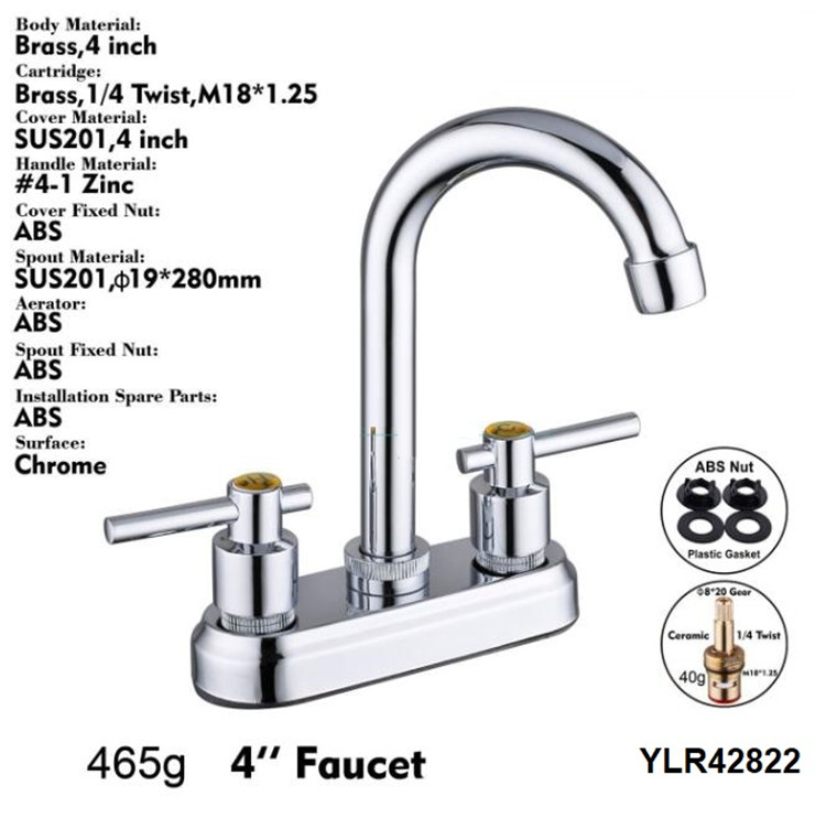 Economic deck mounted high quality kitchen faucets, double handle mixer water taps, factory commercial kitchen faucet