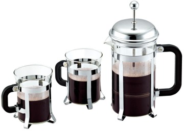 chrome plated Coffee French Press Sets, French Press Set With Cup 200ml