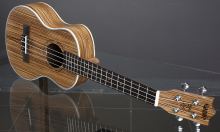 Zebra wood ukulele lettering