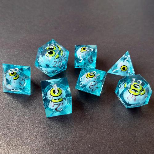 BESCON Sharp Edged Liquid Core Rolling Eyeball Dice - Razor Edge Polyhedral Dice with Rolling Eyeball Inside