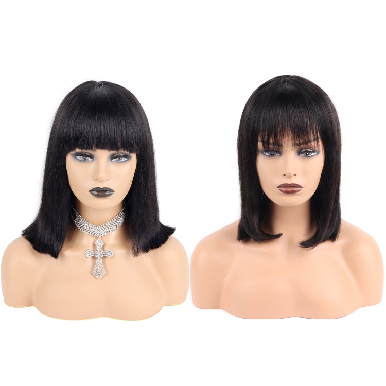 HOT selling cheap cost effective machine made 16" natural black human wig with  100% human cuticle aliened hair for woman