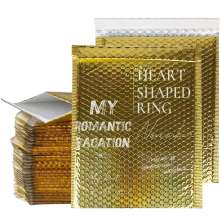 Eco Compostable Pouch with Custom Logo: Metallic Foil Aluminized Bubble Mailer Shipping Envelopes