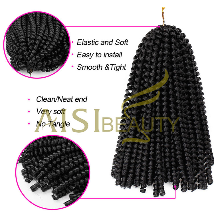 Aisi Beauty Wholesale Cheap Vendor Hotselling 8 Inch Kinky Curly Spring Twist Synthetic Crochet Braiding Hair Extensions
