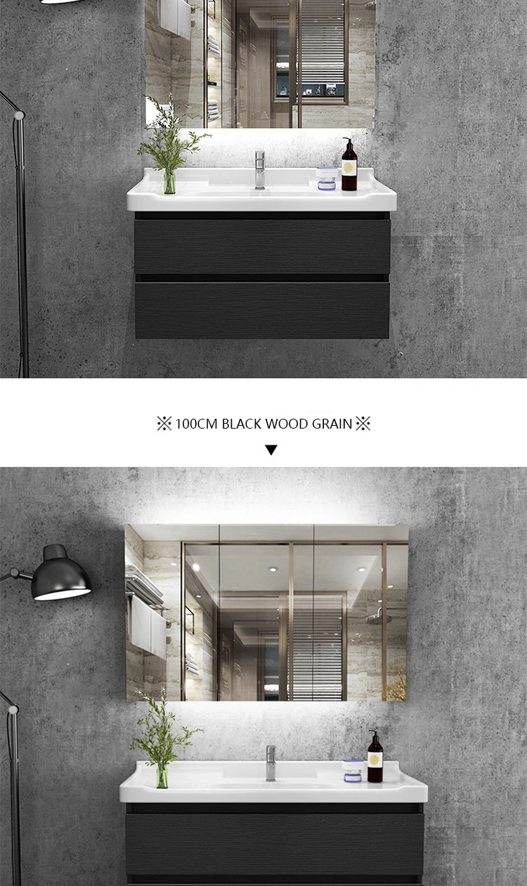 Modern Bathroom Solid Wood Wall Mounted Washbasin Cabinet Design