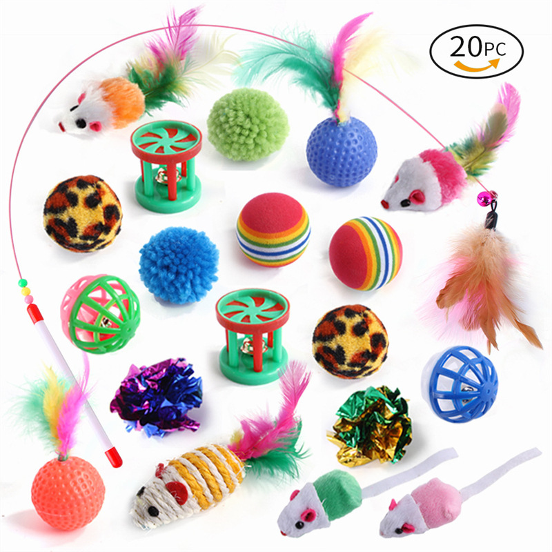 The New Pet Cat Toy Set Rainbow Blue Three-channel Tunnel Through Feather Toys Cat Pet Products