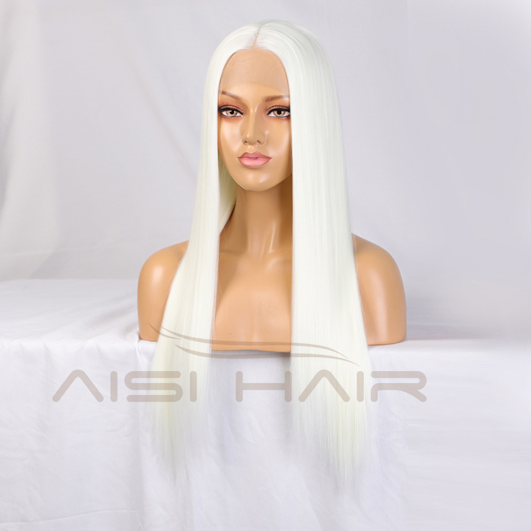 Aisi Hair Top Quality Long Silky Straight White Wig 26 Inch Long Swiss Lace Wigs Synthetic Lace Frontal Wigs For Black Women