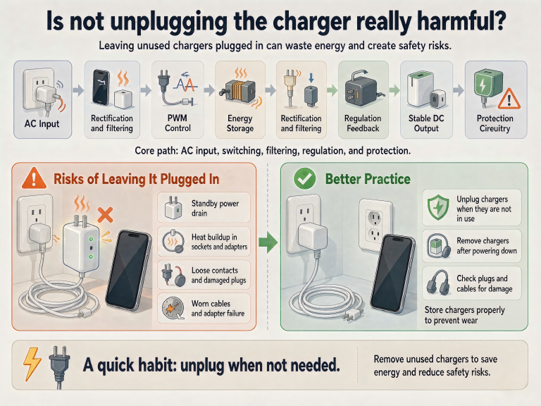 Опасности, связанные с неотключением зарядного устройства The hazards of not unplugging the charger