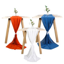 Romantic Bohemian White Chiffon Table Runner and Tablecloth for Wedding Party Decoration