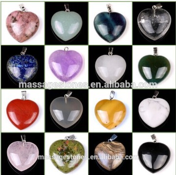 Wholesale Natural gemstone puffy heart pendants