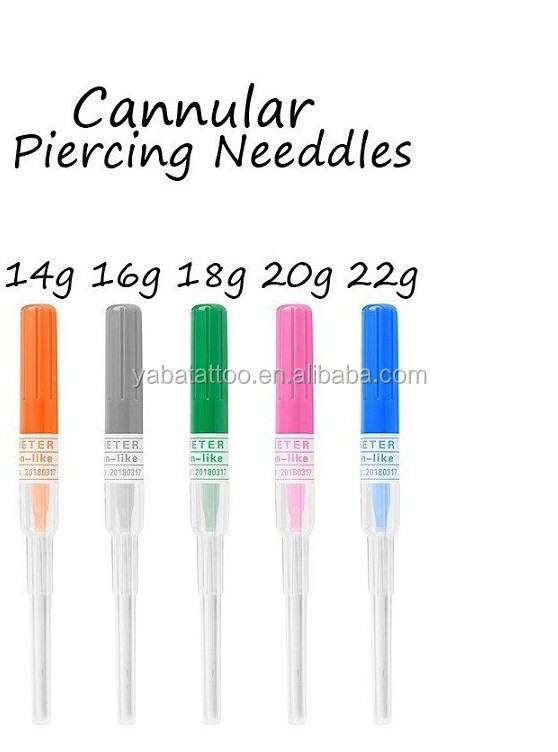 50 Pcs Sterilized Body Piercing Needle I.V. Catheter Cannula Piercing Needles