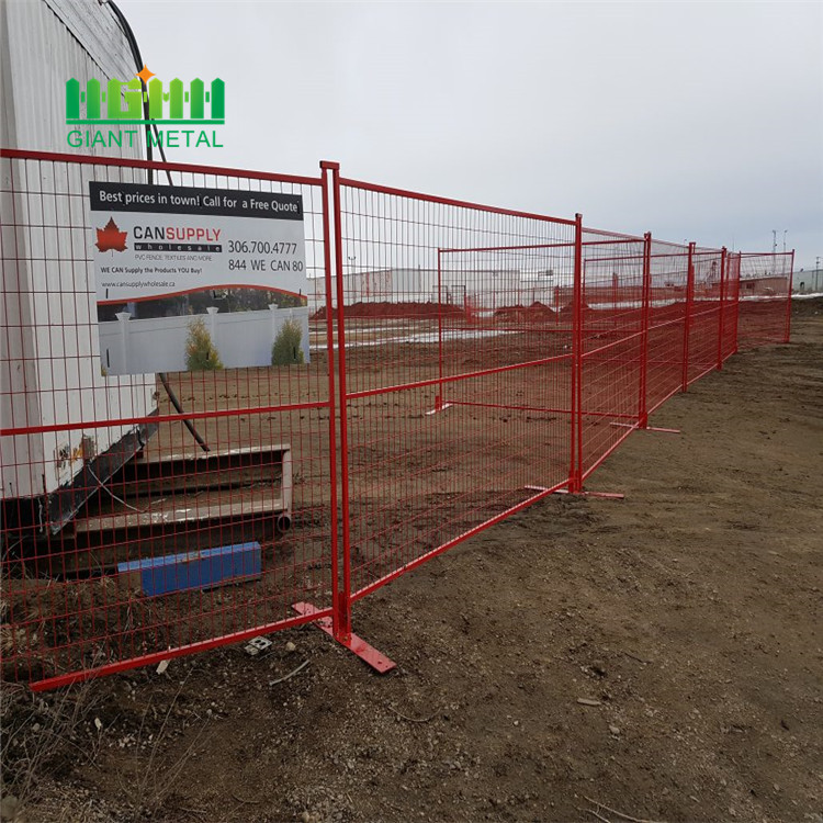 Temporary fence with metal fencing