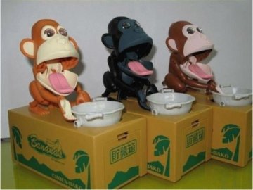 Monkey Money Saving Box Piggy Coin Bank Electronic Hungry Eating Chimps