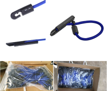 Elasticated Blue Latex Thread Bungee Ties with Blue Toggle