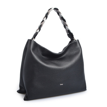 Distressed Black Genuine Leather Large Hobo Handmade