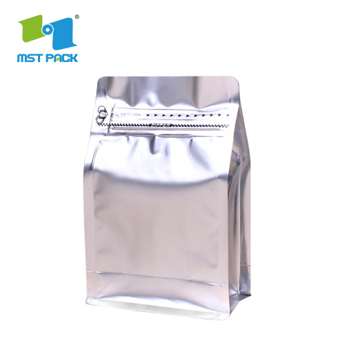 Bolsa de café de plástico de fondo plano reciclable de papel Kraft